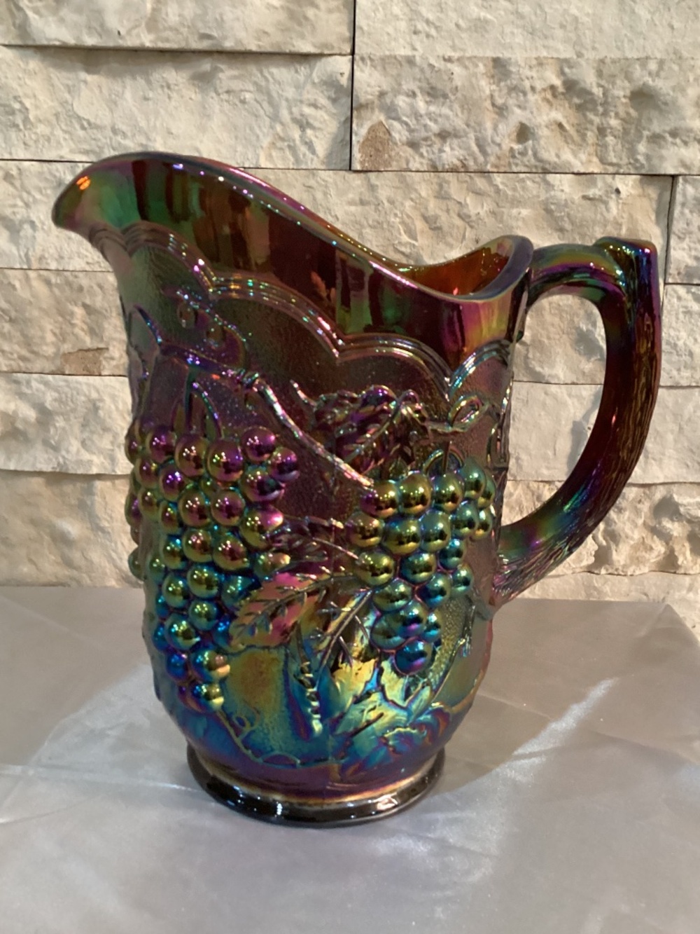Vintage Imperial Amethyst Carnival Glass Imperial Grape Water Pitcher